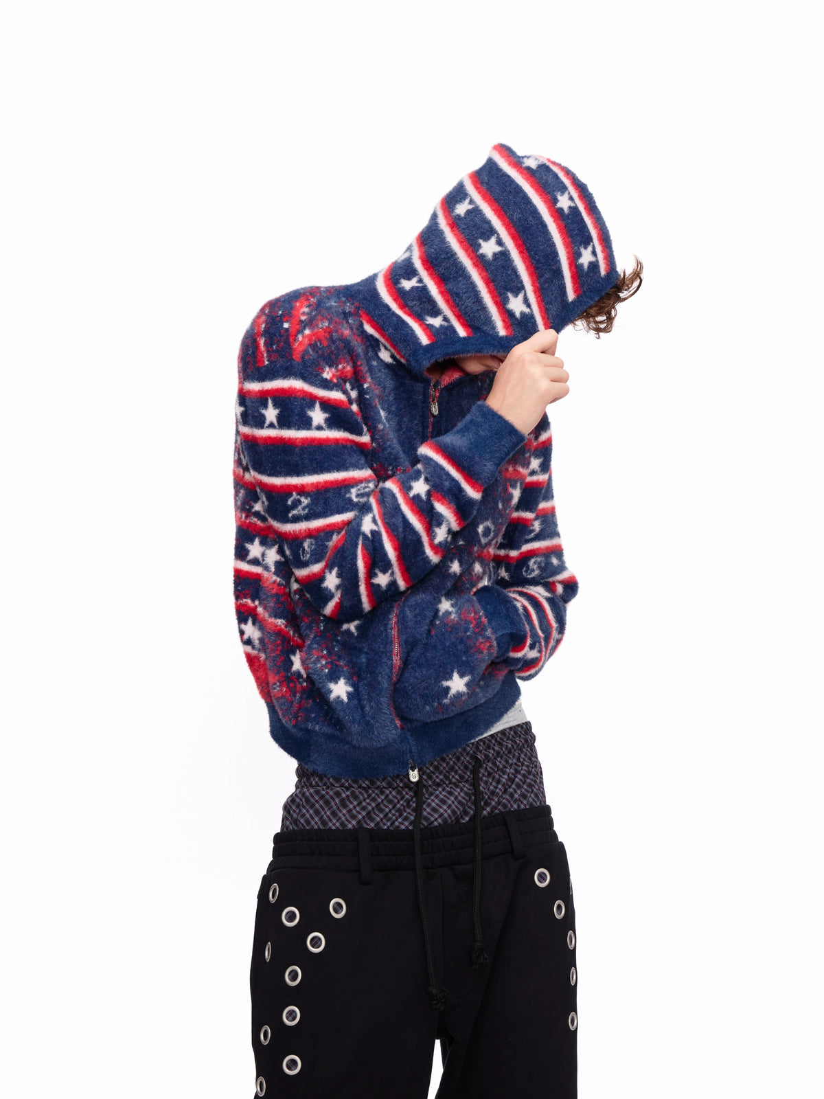 HAS2SONS 26FW 「Star Born」Faux Mink Hooded Knit Cardigan 129