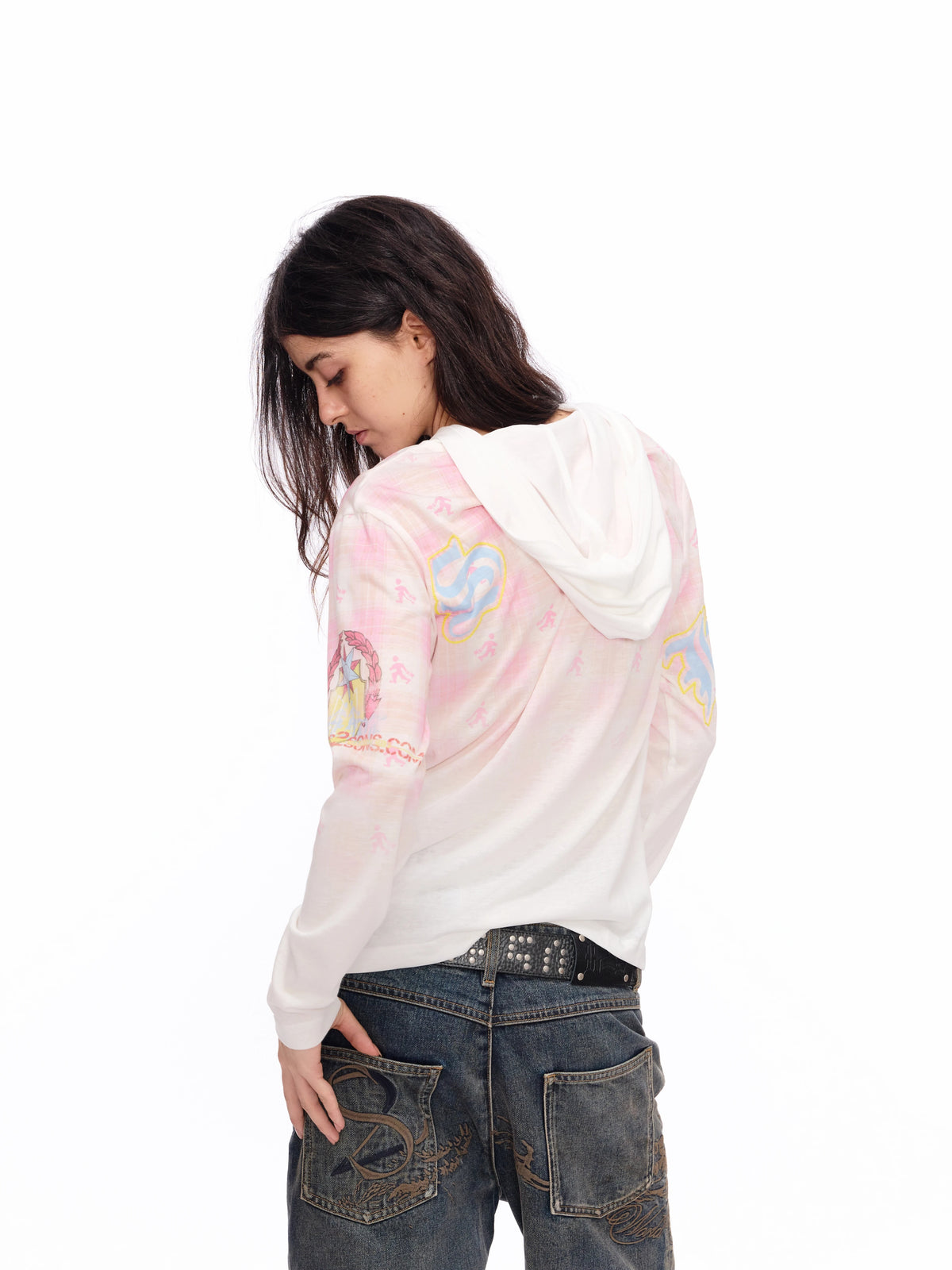 Pink Plaid Hooded Henley T-Shirt 111
