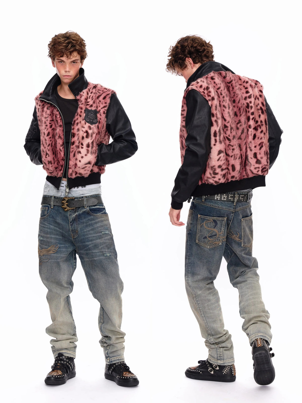 Meteor Blue-Grey Embroidered Tapered Jeans 139
