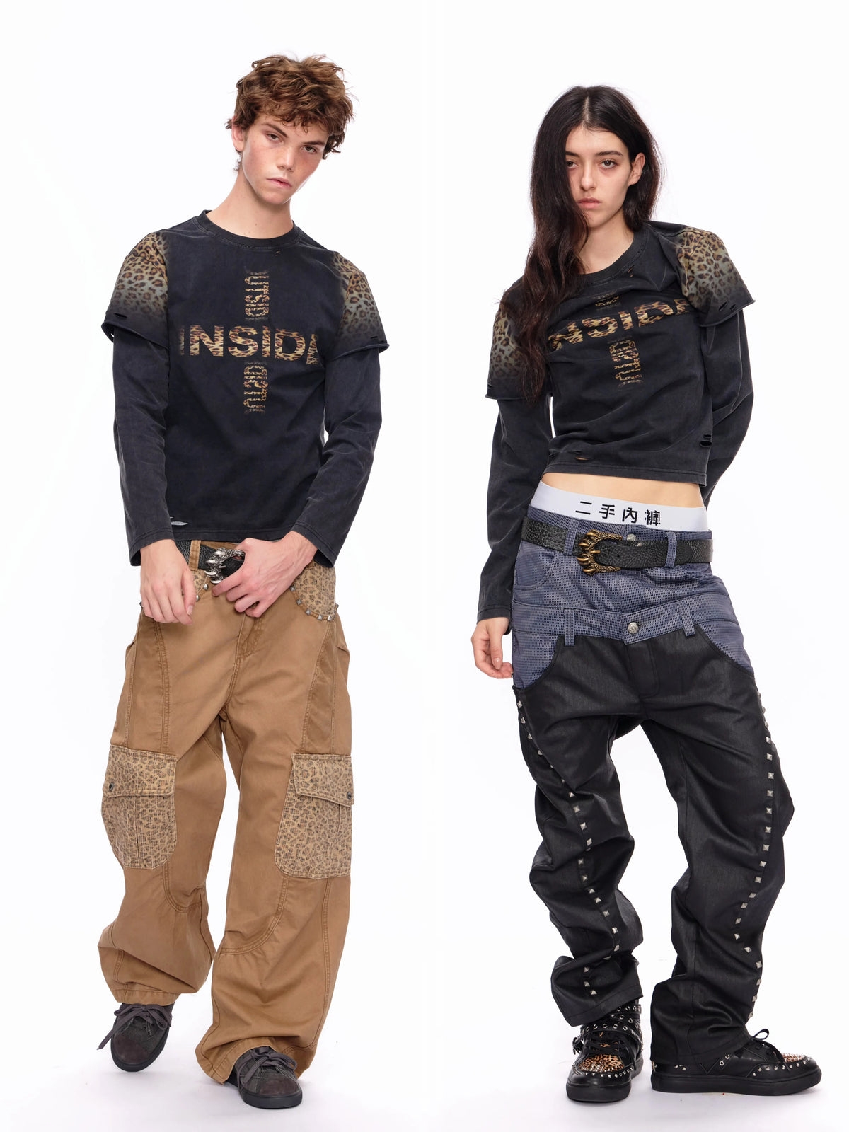 “Meme Oriented” Leopard Layered-Look T-Shirt 118