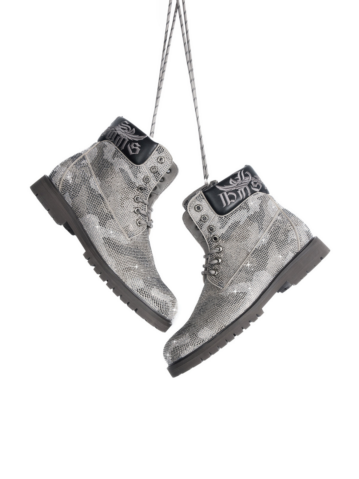 Camo Rhinestone Platform Combat Boots 144