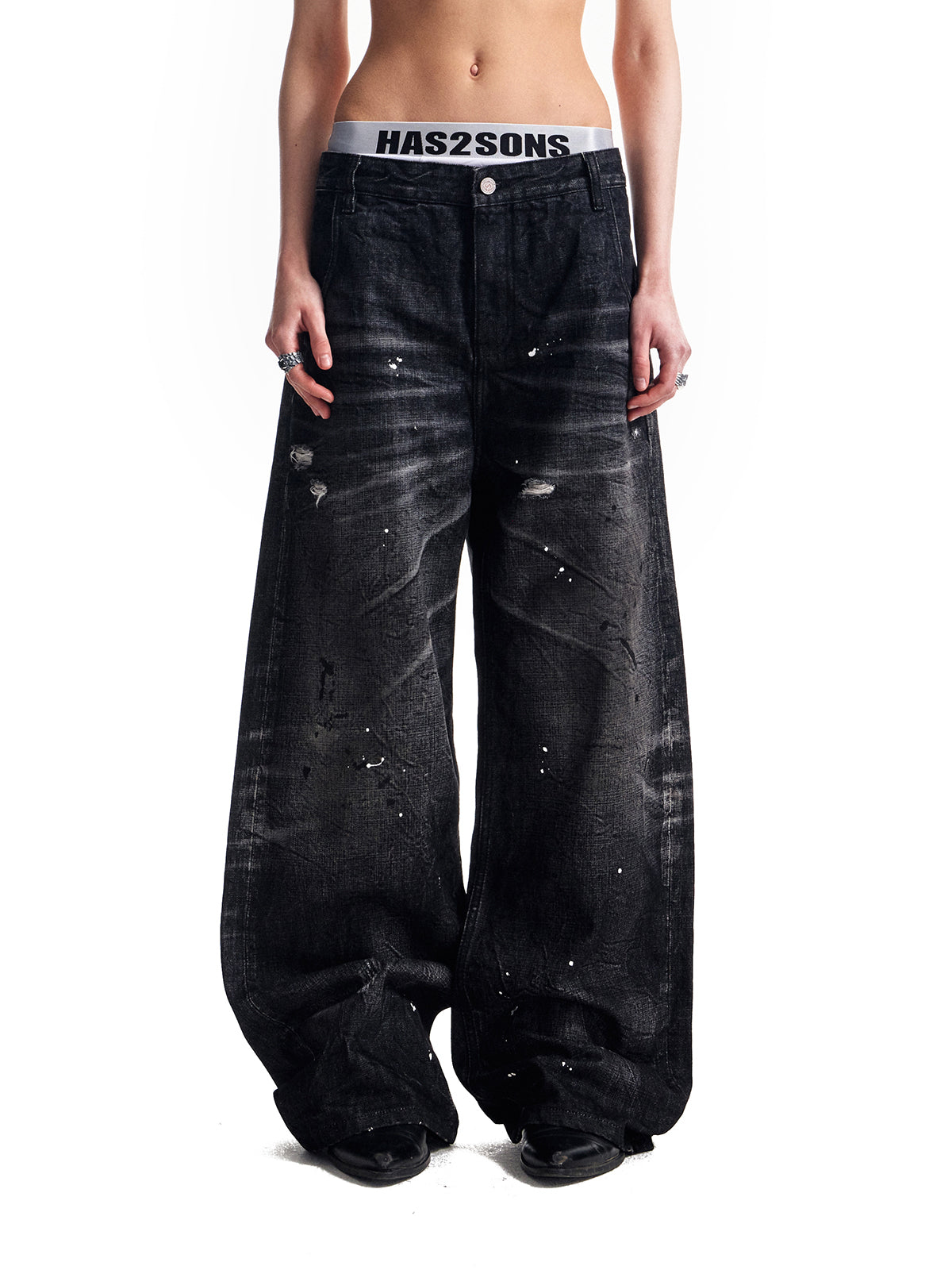HAS2SONS Black Bull Heavy Wash Water 14.5oz Jeans 056
