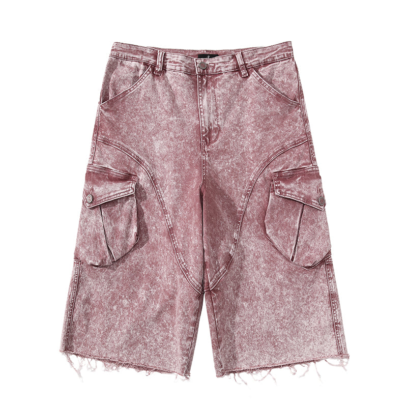 HAS2SONS twill fabric pink stir fried work pants seven quarter shorts 033