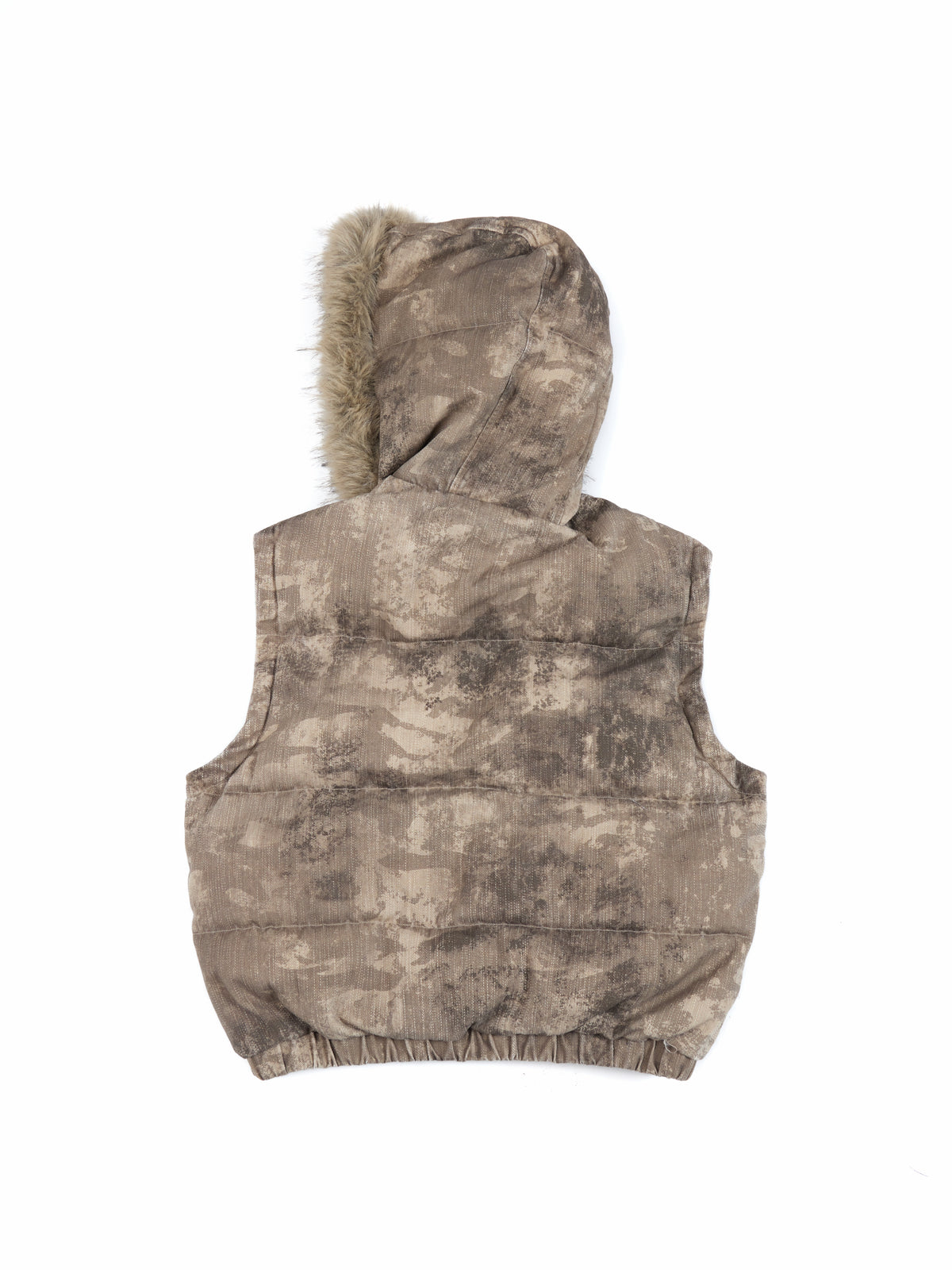 HAS2SONS 26FW Washed Camo Detachable Fur Hooded Vest 135