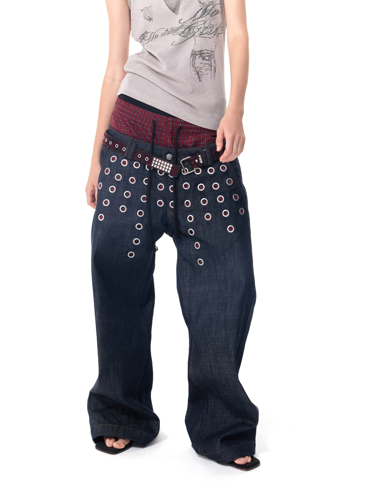 HAS2SONS Eyelet Dual Waist Raw Jeans 087