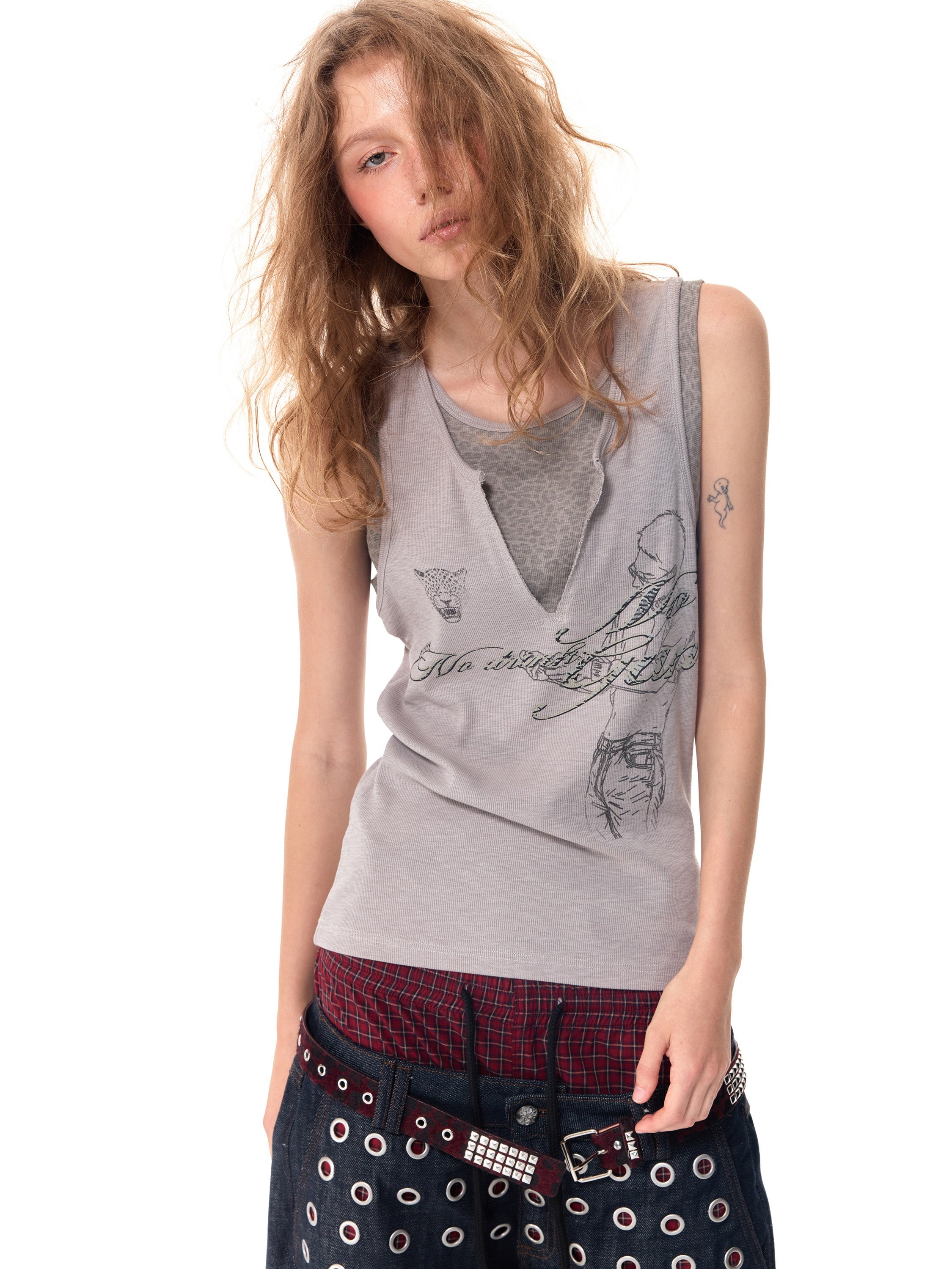 HAS2SONS Leopard Spliced Slim Tank 095