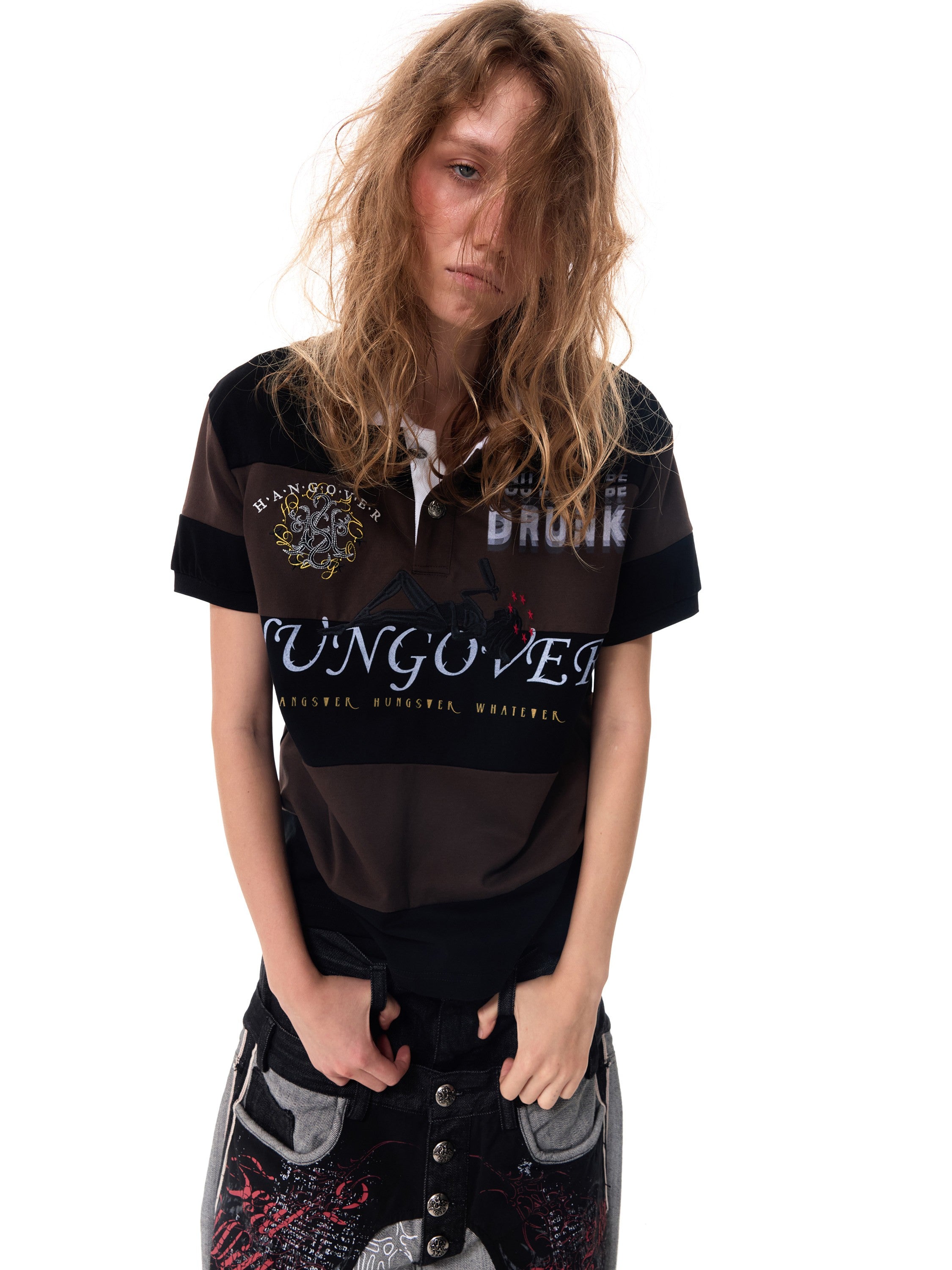 HAS2SONS Girl Embroidery Stripe Polo 080