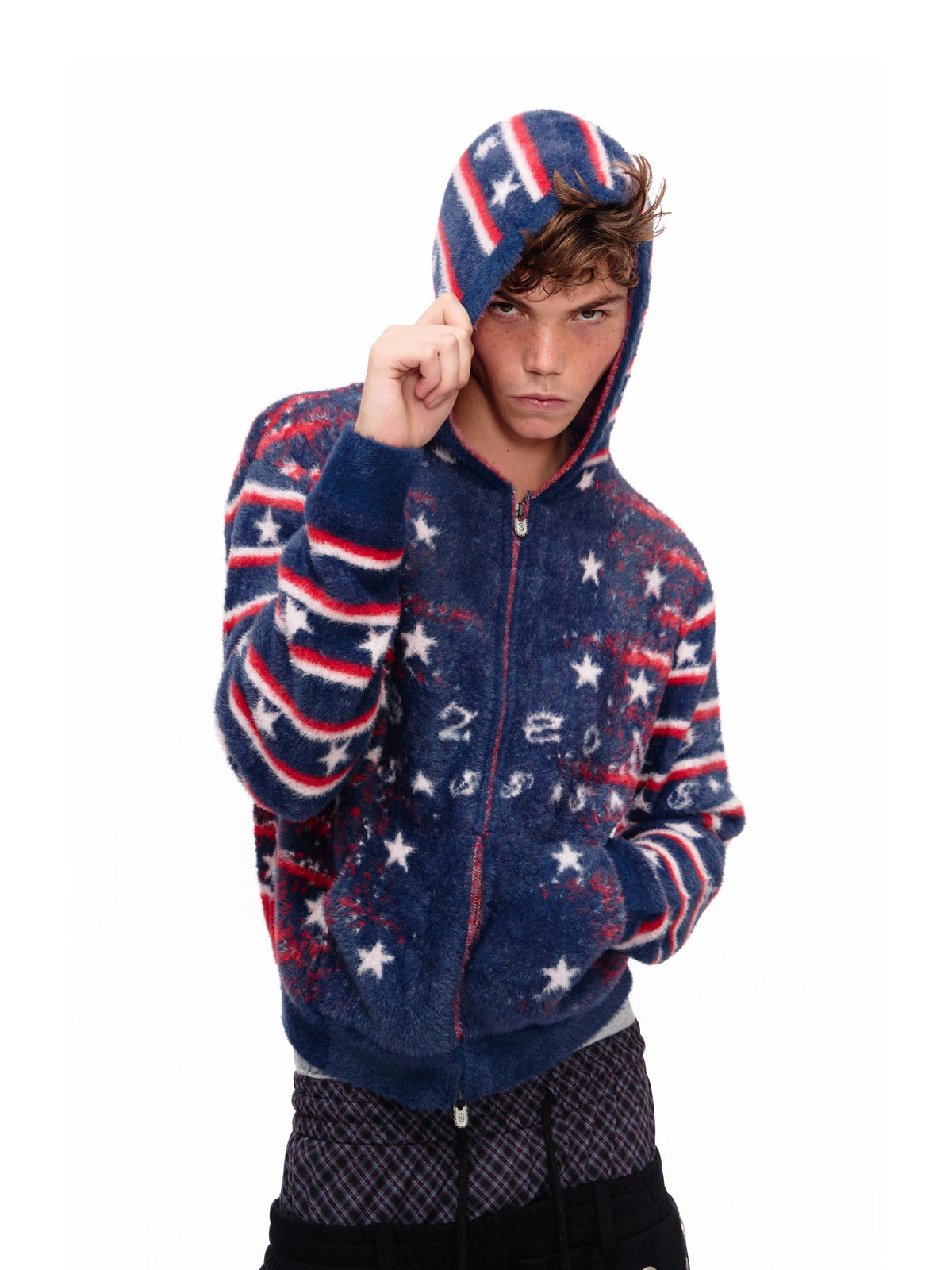 HAS2SONS 26FW 「Star Born」Faux Mink Hooded Knit Cardigan 129