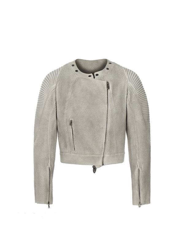 HAS2SONS cardigan groove zipper knitted sweater jacket