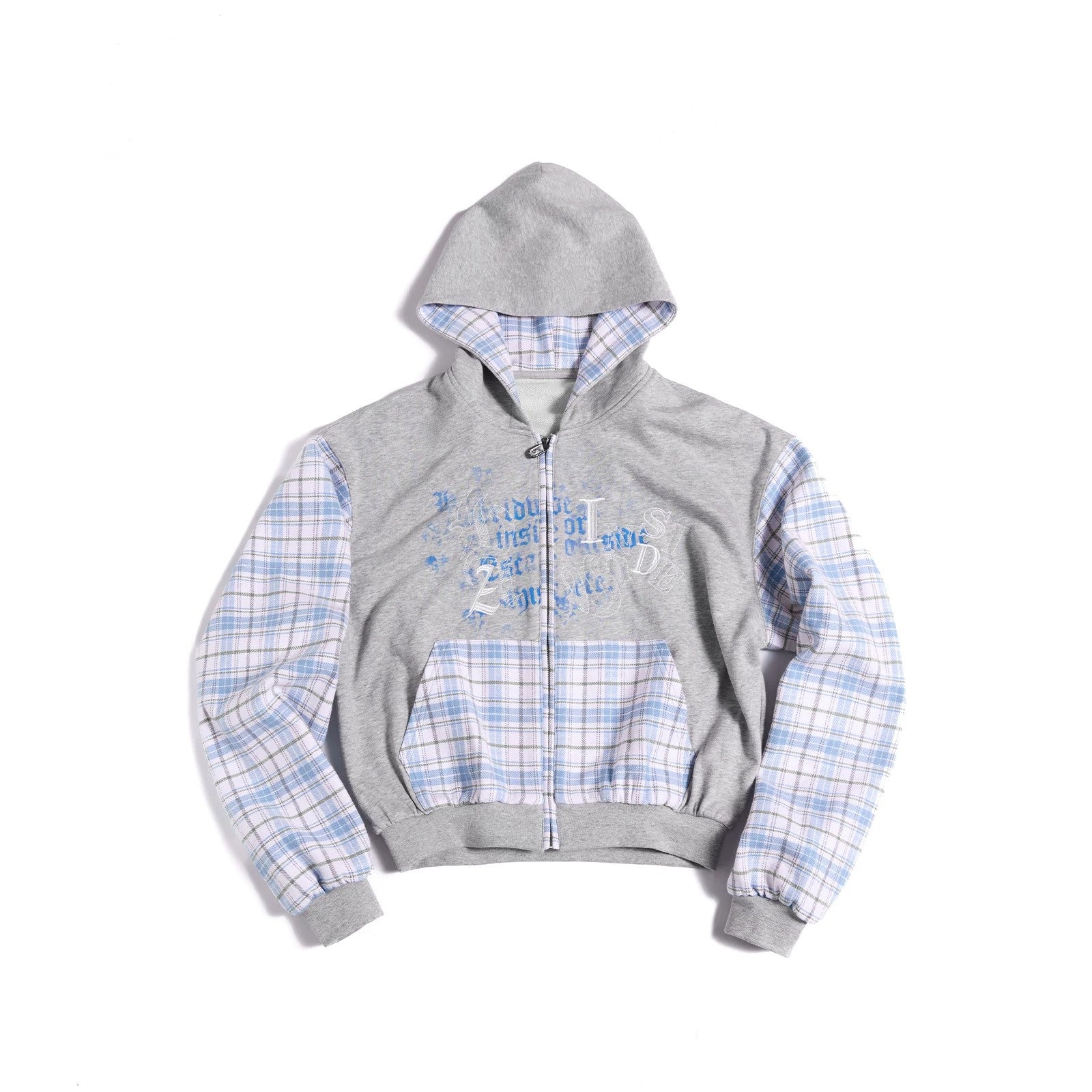 HAS2SONS 26FW「INSIDE NO LOVE」Patchwork Slogan Zip‑Up Hoodie 123