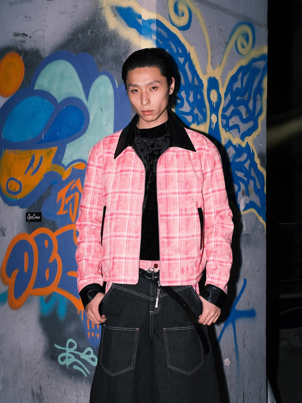 HAS2SONS Pink Grid Double sided Clean Fit Jacket Short