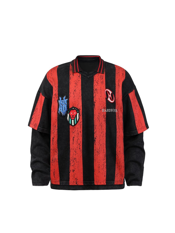 HAS2SONS fake two-piece long sleeved embroidered ball jersey