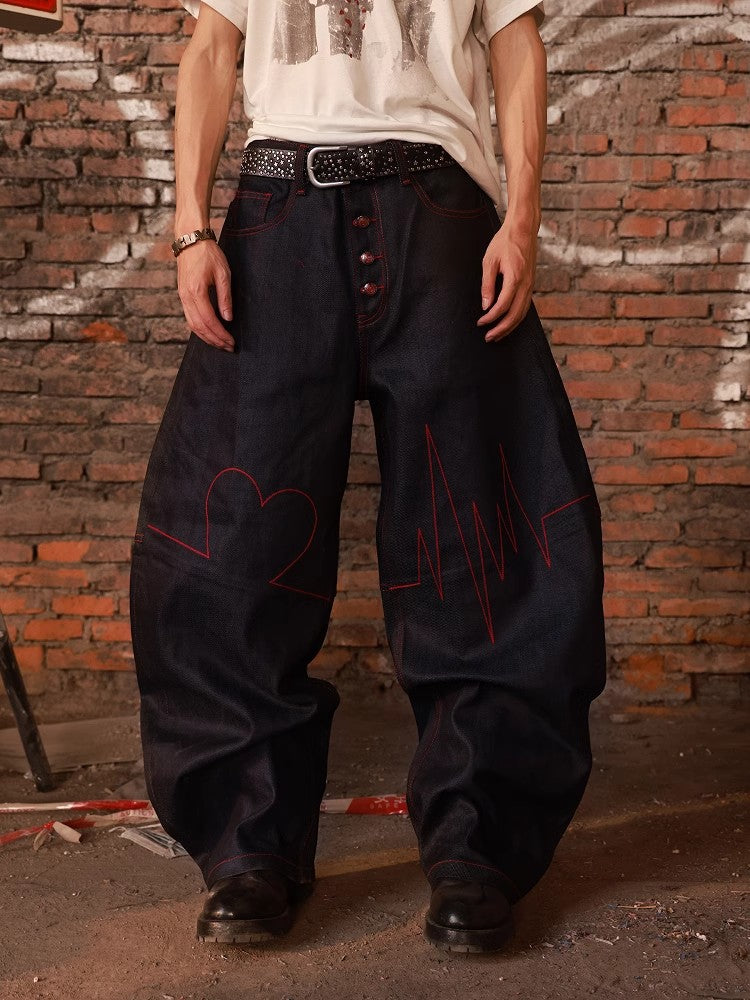 HAS2SONS original cow curved knife red line jeans