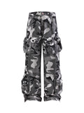 HAS2SONS American retro gray loose camouflage pants