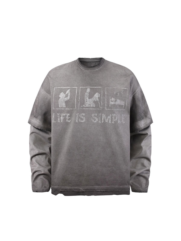 HAS2SONS fake two piece long sleeved T-shirt loose top