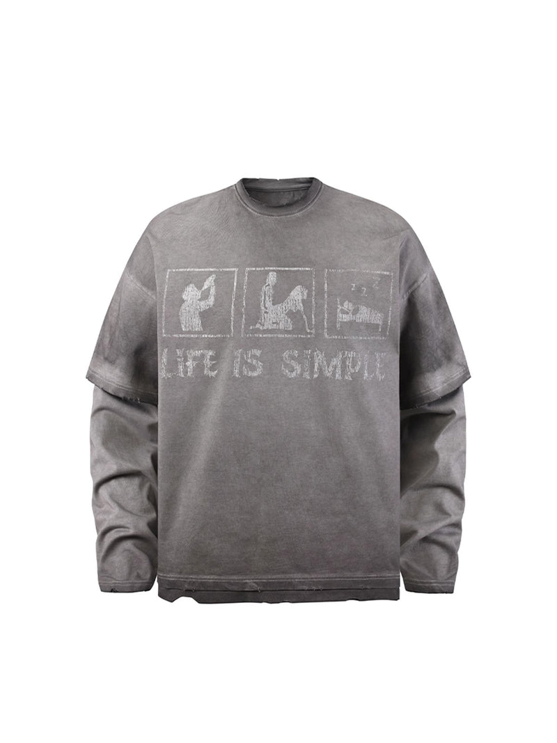 HAS2SONS fake two piece long sleeved T-shirt loose top