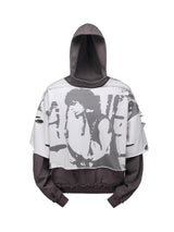 HAS2SONS printed distressed fake two-piece pullover hoodie
