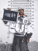HAS2SONS printed distressed fake two-piece pullover hoodie