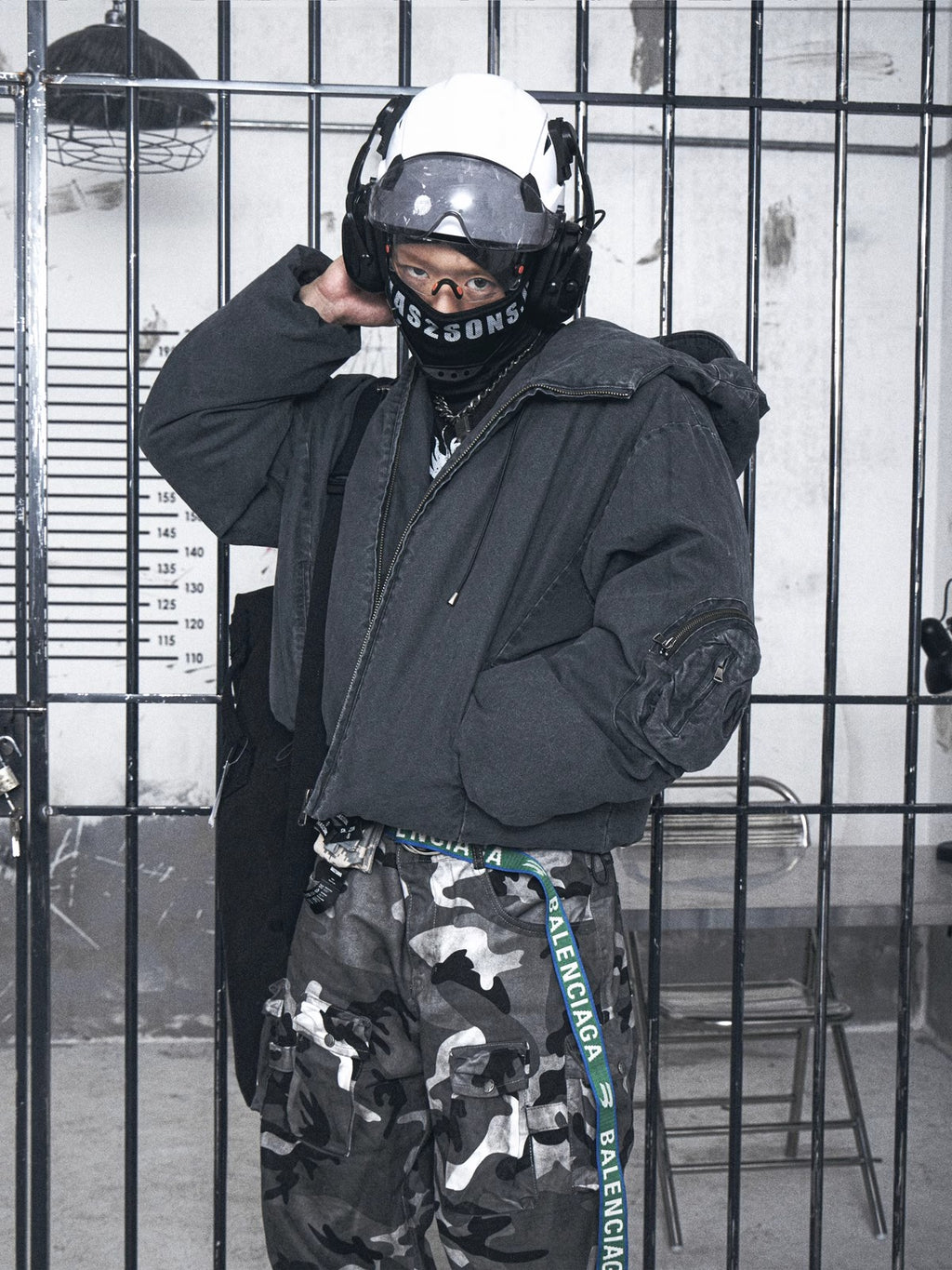 ガソリンブルーのフード付きコットンジャケット、ブレッドジャケット、パールキャンバス、洗濯済み、中古品