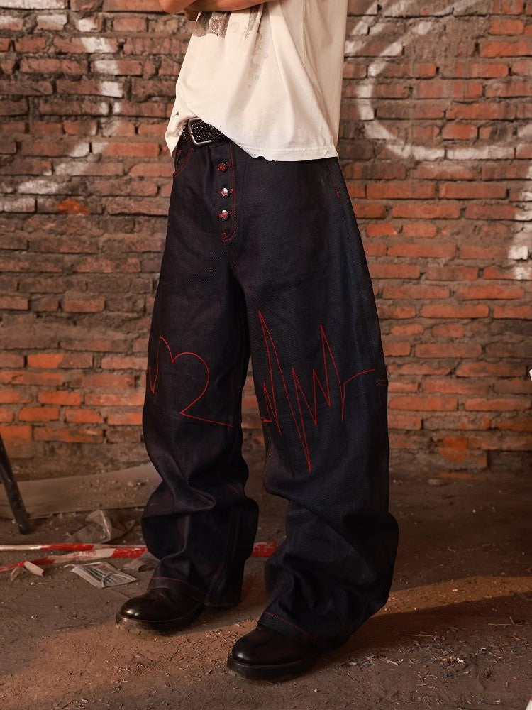 HAS2SONS original cow curved knife red line jeans