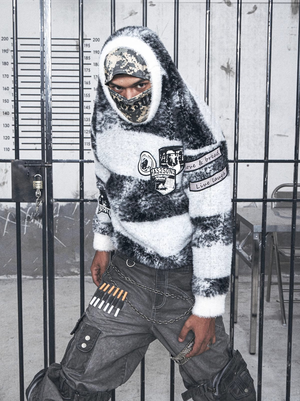 ミンク ウール セーター ストライプ ジャカード ベルベット ニット セーター ジャケット