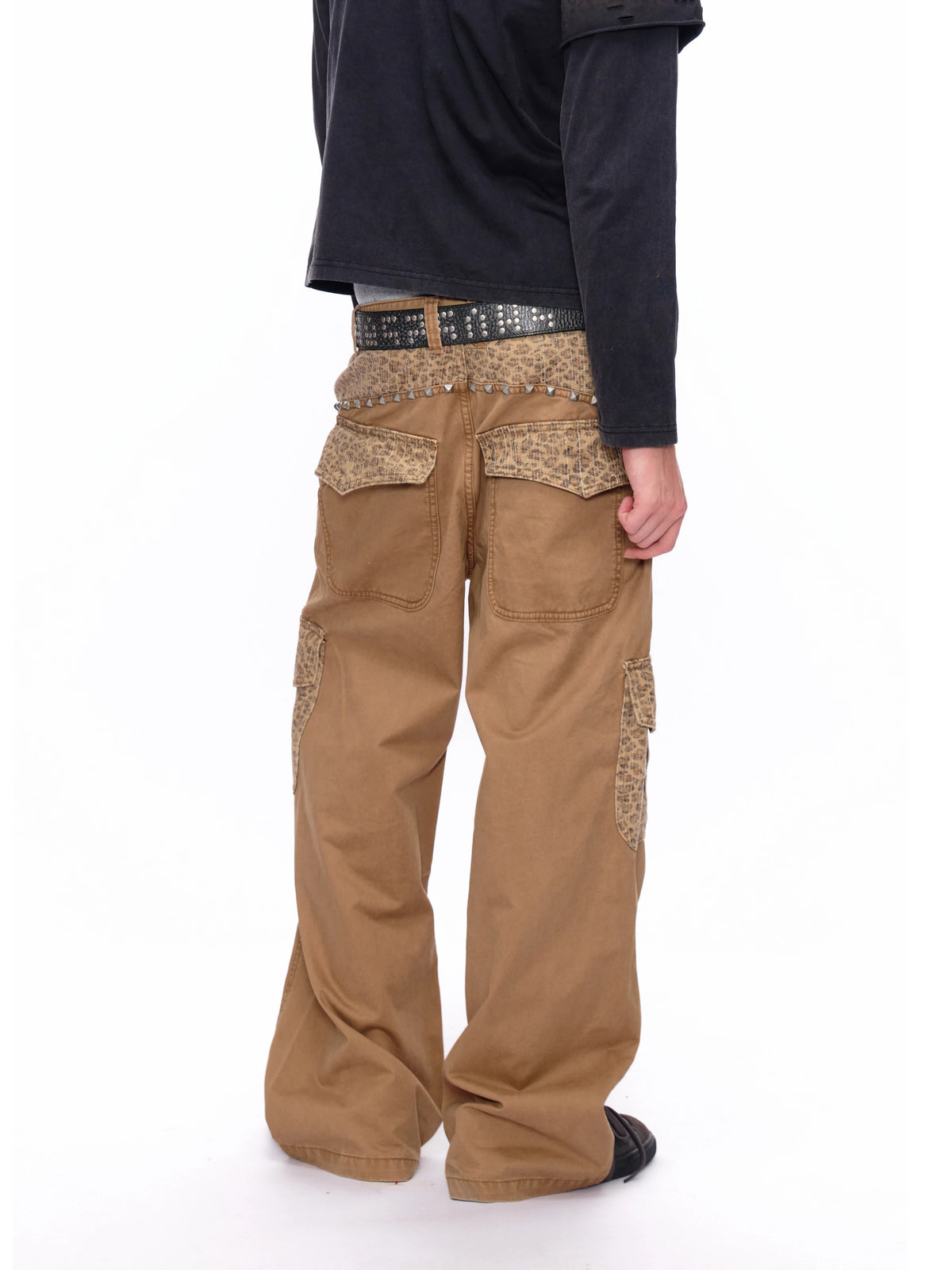 HAS2SONS 26FW Khaki Leopard Studded Barrel Pants 132