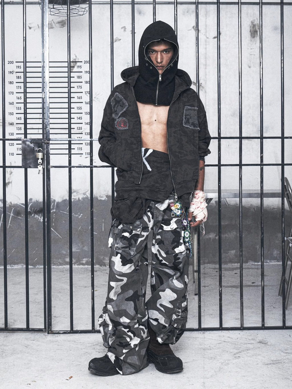 HAS2SONS American retro gray loose camouflage pants