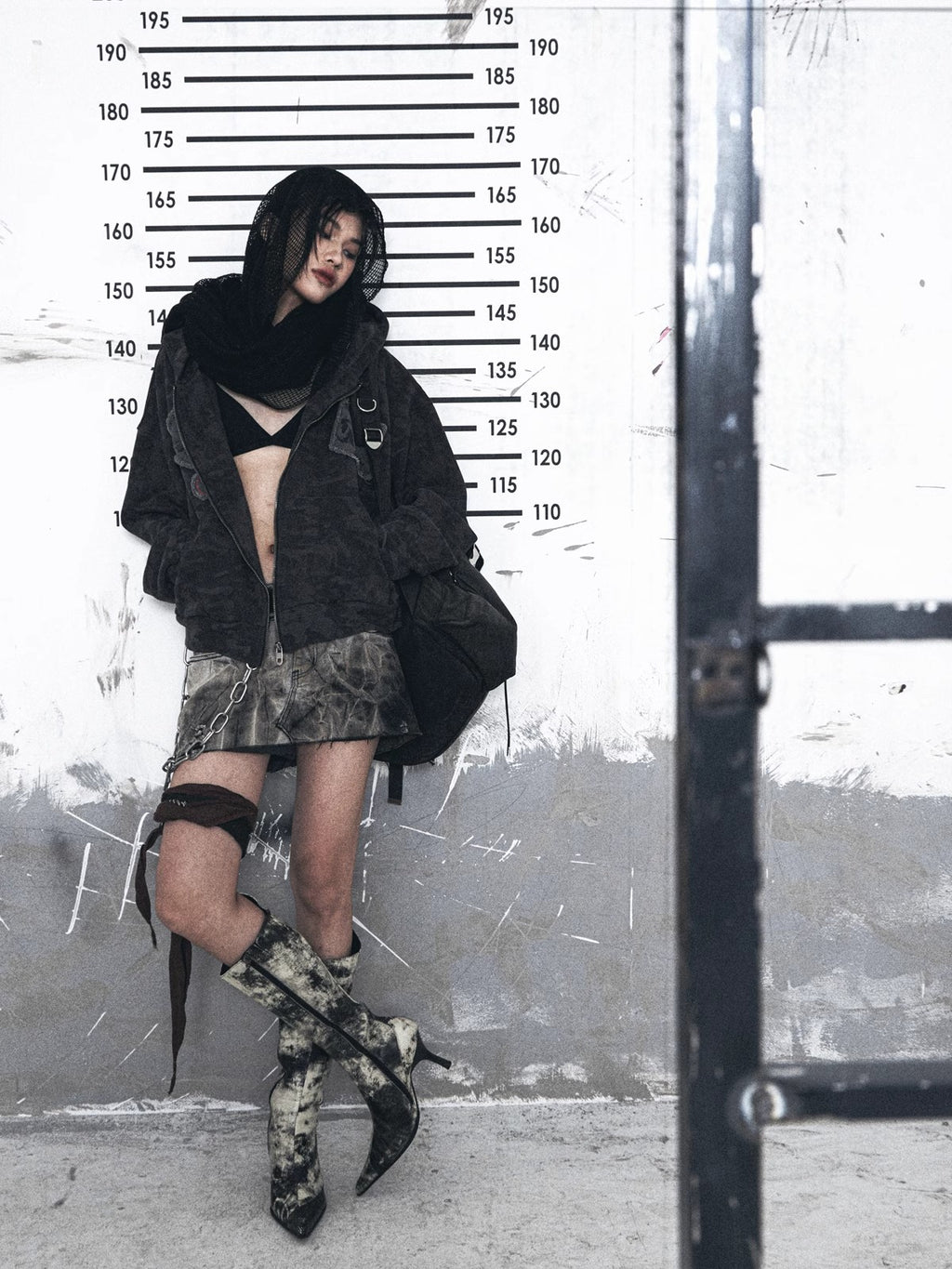 ウォッシュド迷彩パッチワーク刺繍カーディガンパーカー短幅プリントパーカー