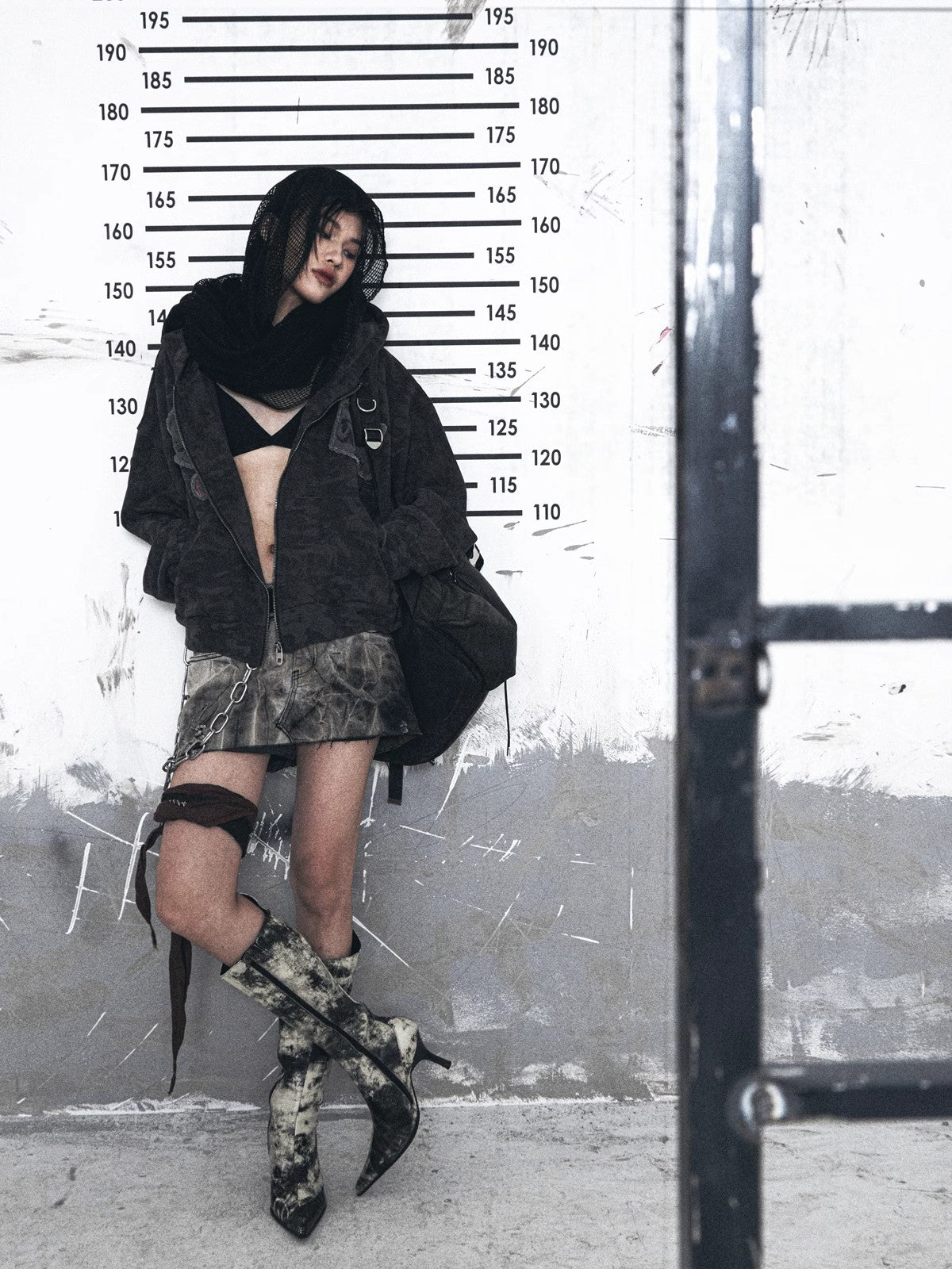 ウォッシュド迷彩パッチワーク刺繍カーディガンパーカー短幅プリントパーカー