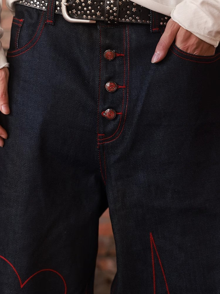 HAS2SONS original cow curved knife red line jeans