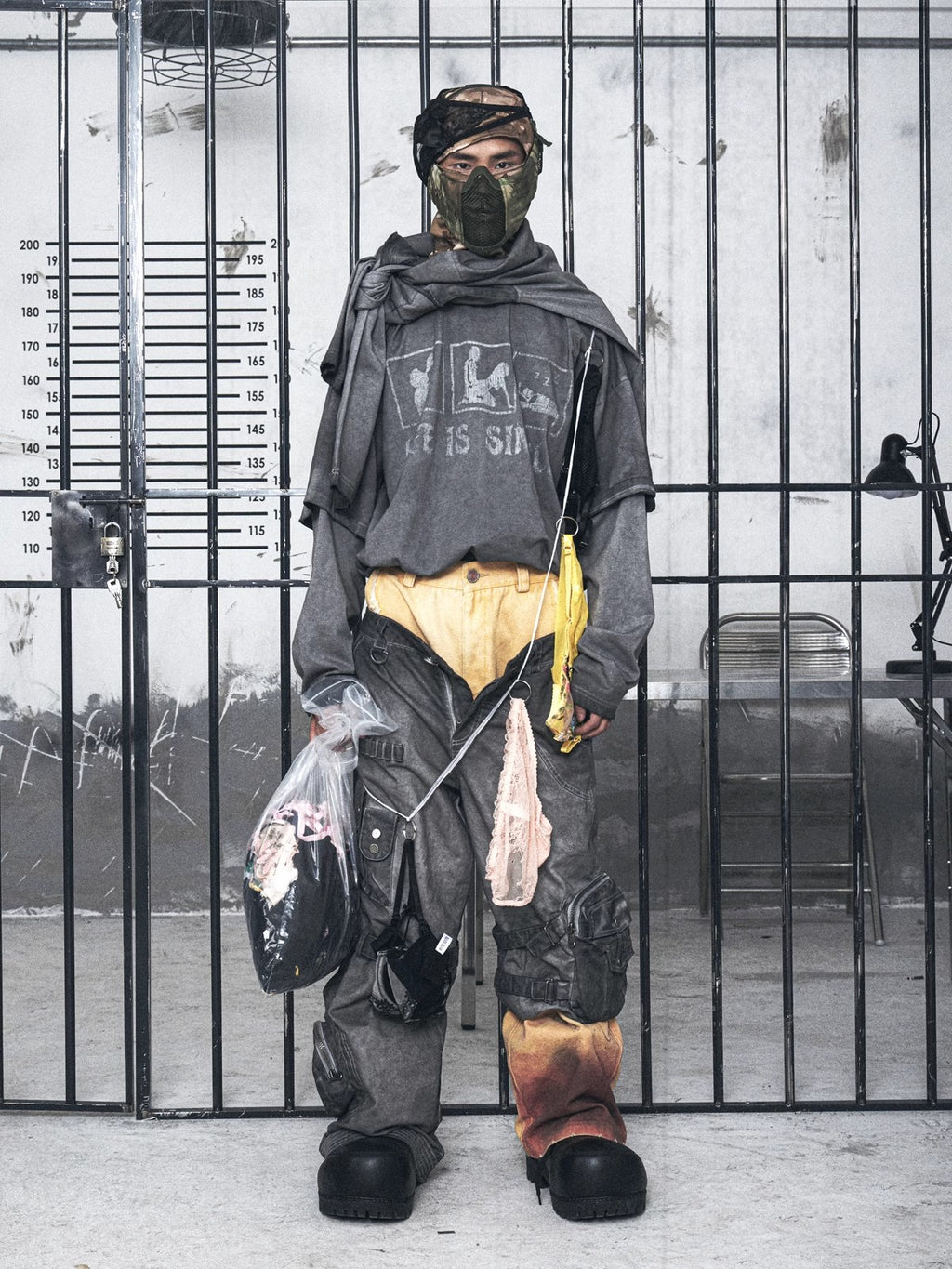 フェイクツー長袖カラーグラデーションルーズトップ