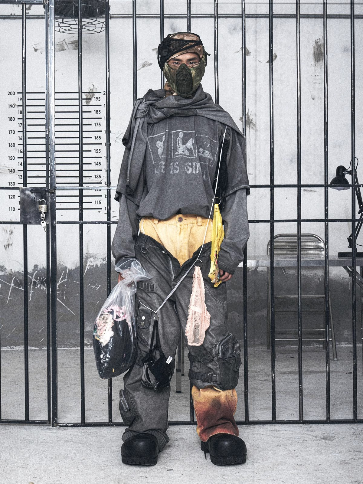 フェイクツー長袖カラーグラデーションルーズトップ