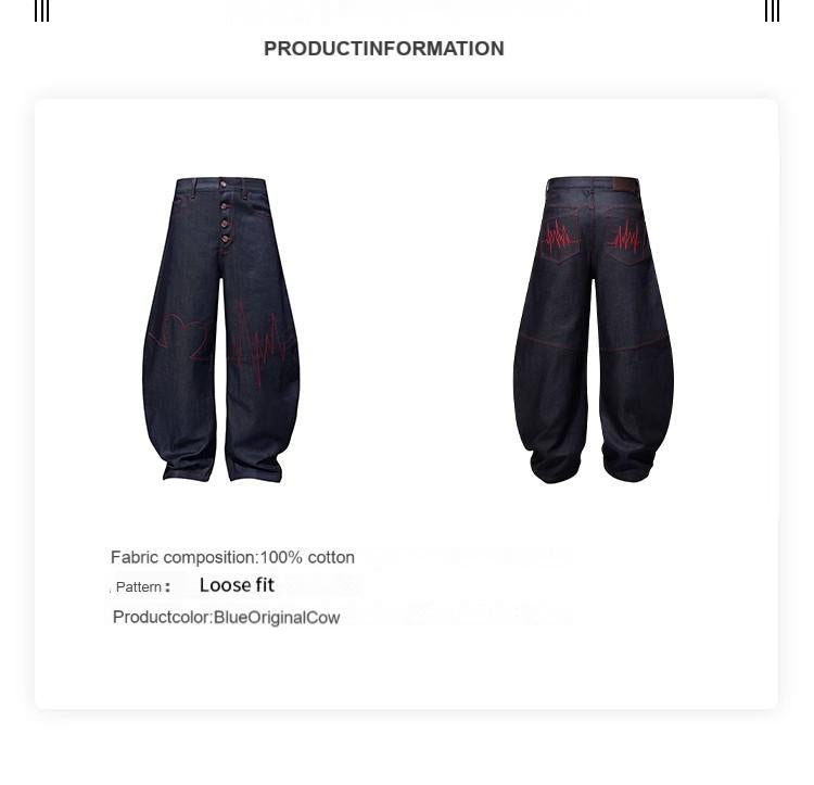 HAS2SONS original cow curved knife red line jeans