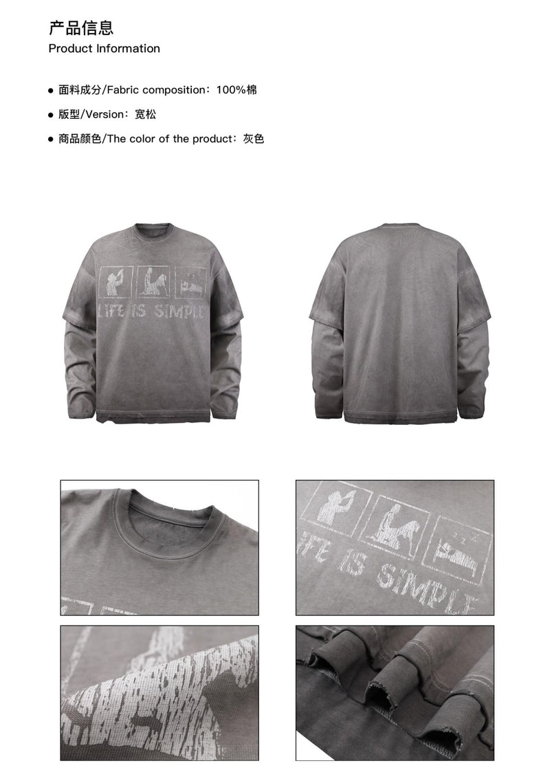 HAS2SONS fake two piece long sleeved T-shirt loose top