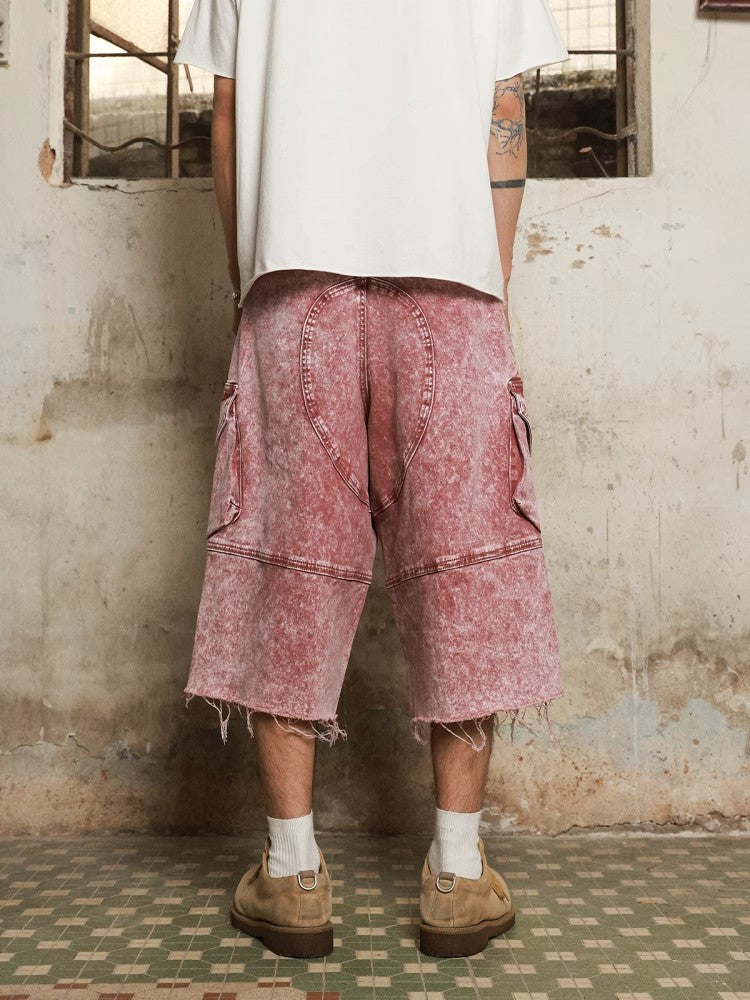HAS2SONS twill fabric pink stir fried work pants seven quarter shorts