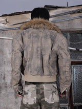 HAS2SONS curved knife short fur collar camouflage jacket bomber