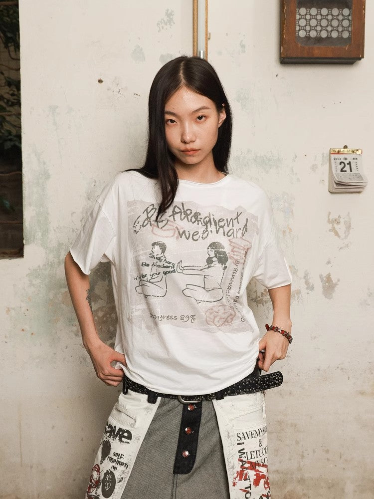 HAS2SONS "Cotton 40 Thread Curled Short Sleeve T-shirt