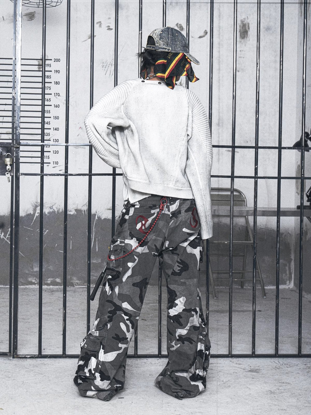 HAS2SONS American retro gray loose camouflage pants