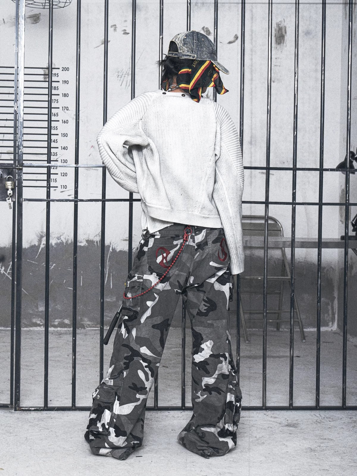 HAS2SONS American retro gray loose camouflage pants