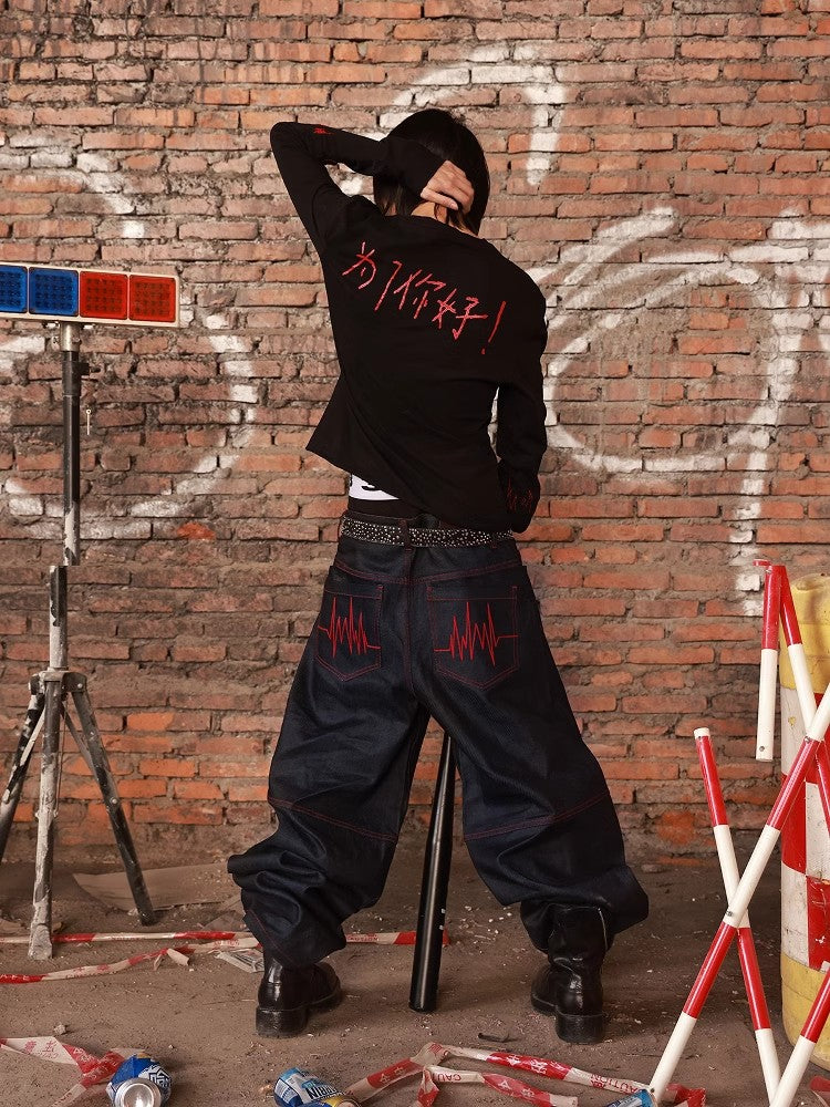 HAS2SONS original cow curved knife red line jeans