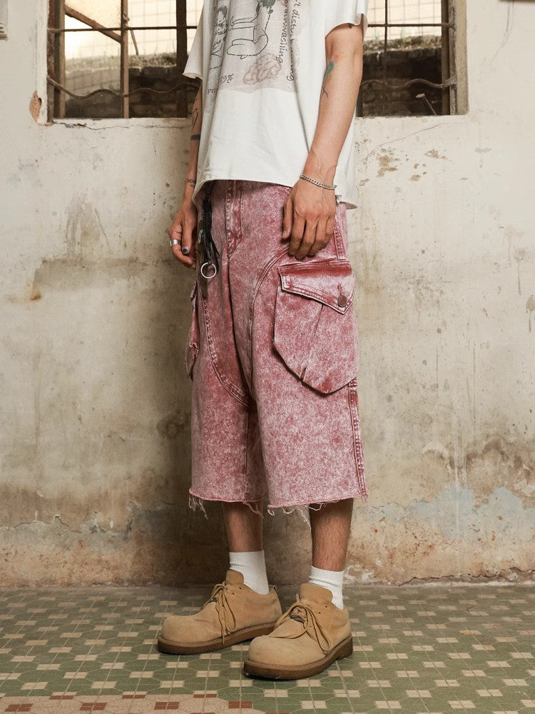 HAS2SONS twill fabric pink stir fried work pants seven quarter shorts