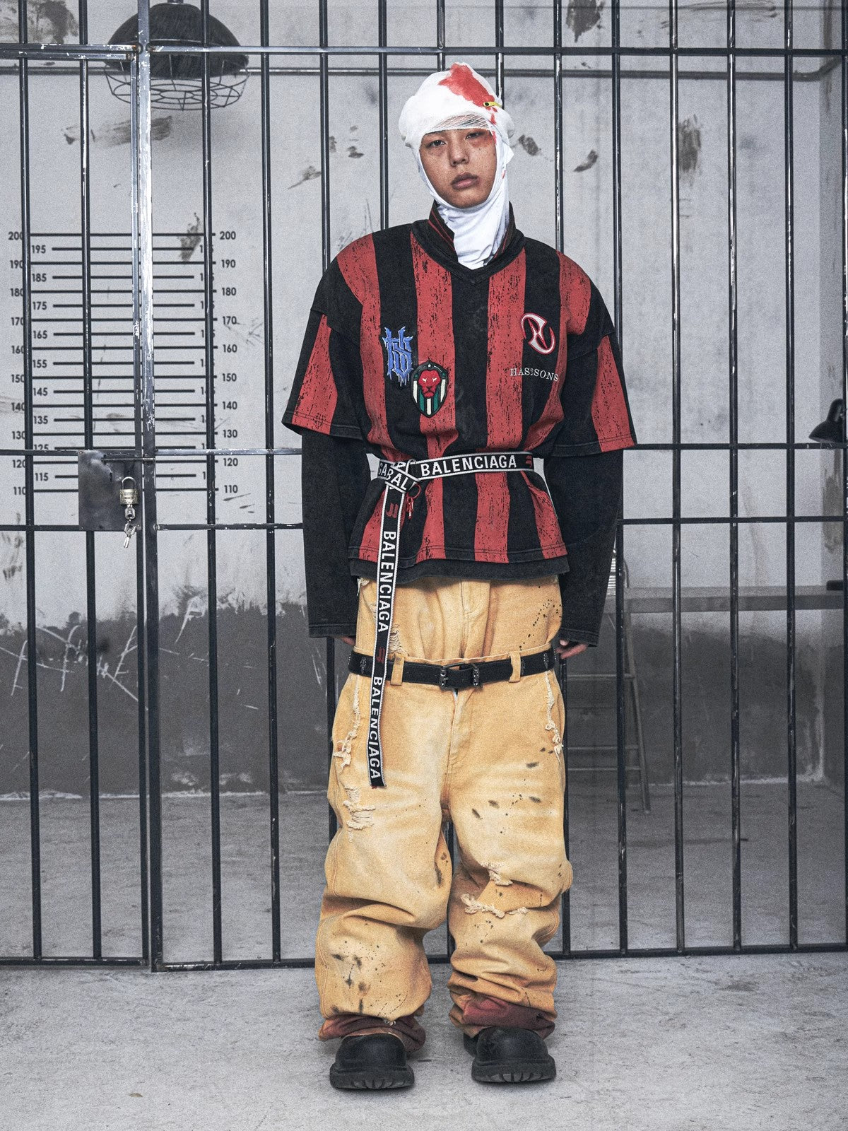 国内で当店のみ HAS2SONS - Fake two long sleeved adhesive HAS2SONS fake two-piece long sleeved embroidered ball jersey