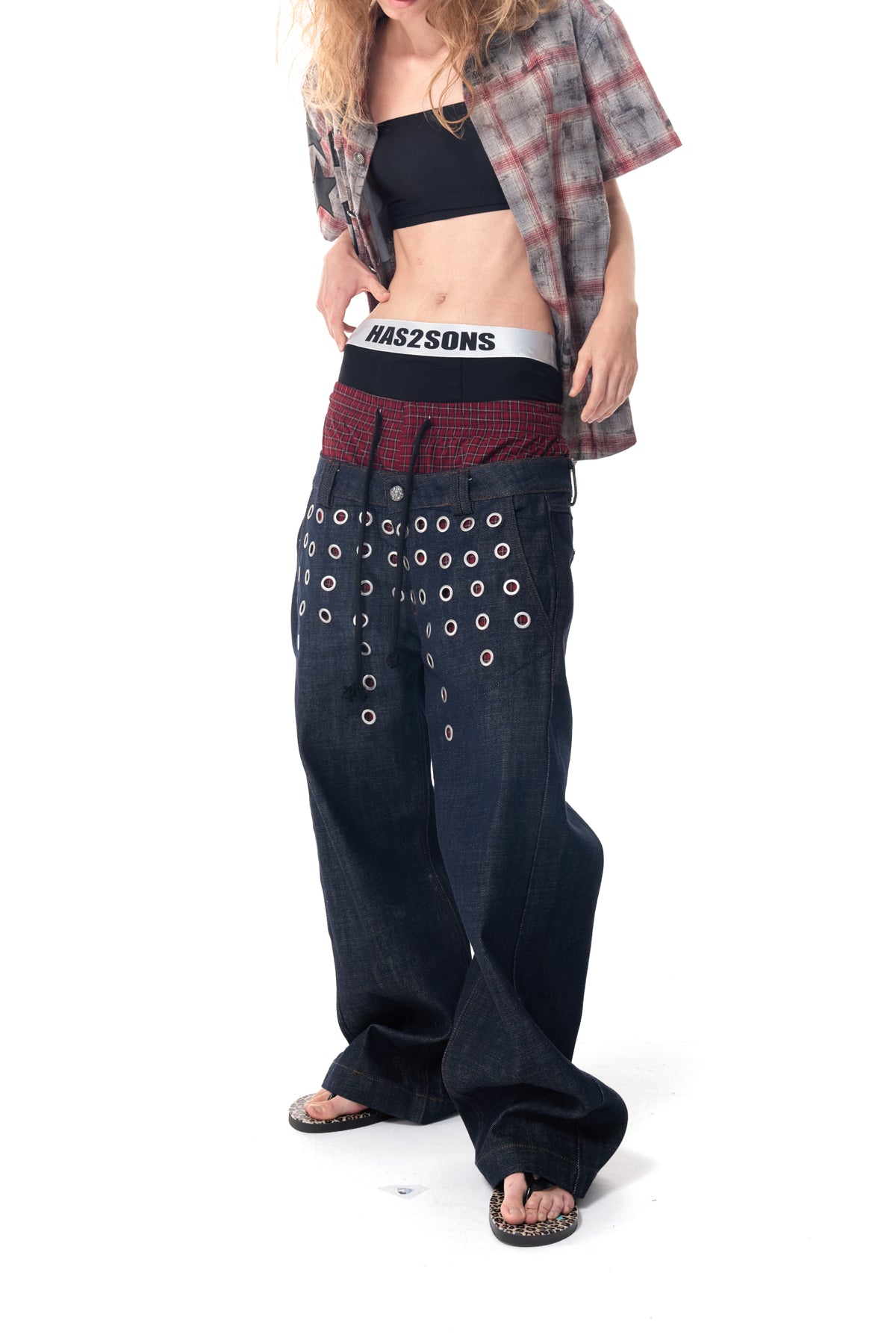 HAS2SONS Eyelet Dual Waist Raw Jeans 087