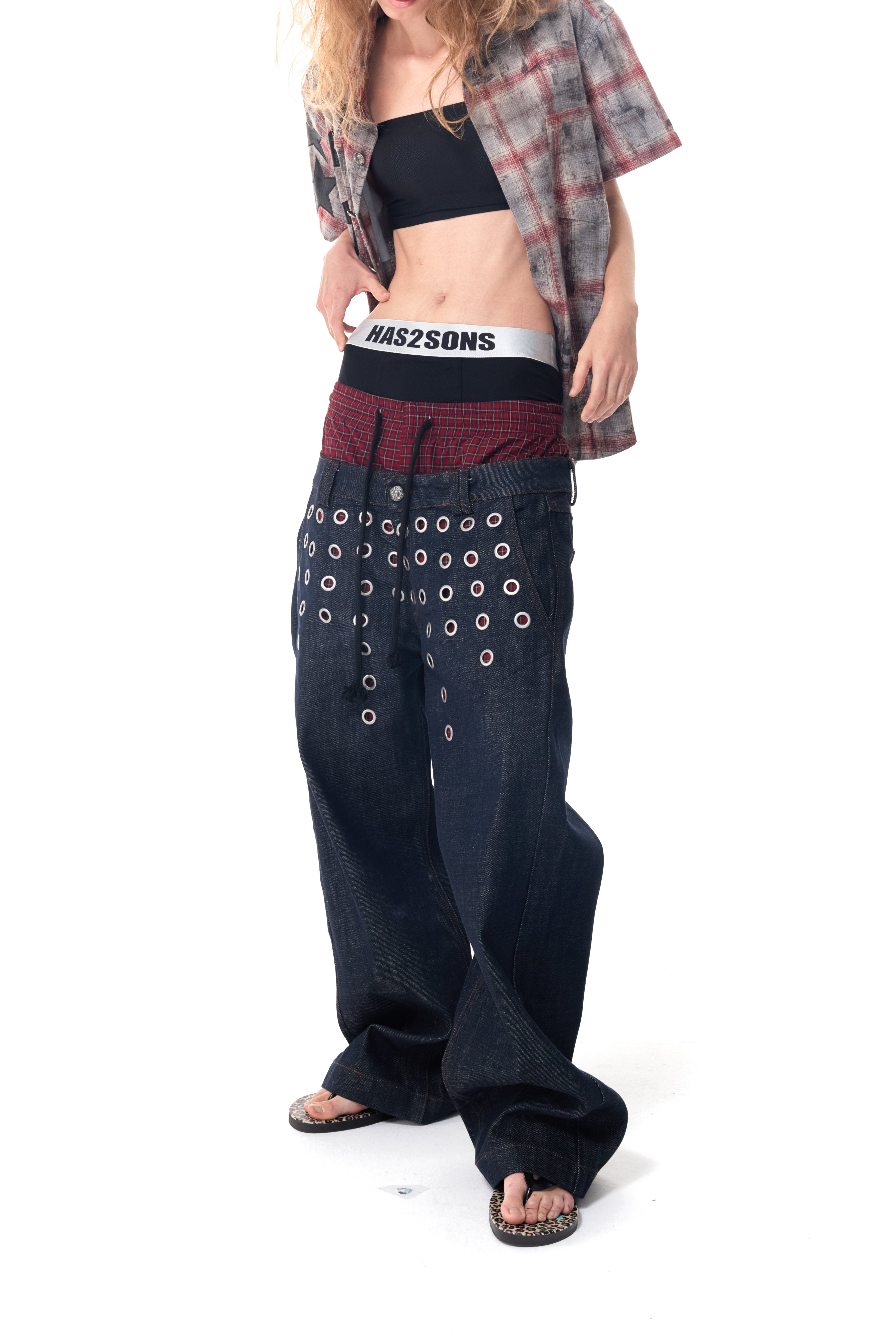 HAS2SONS Eyelet Dual Waist Raw Jeans 087