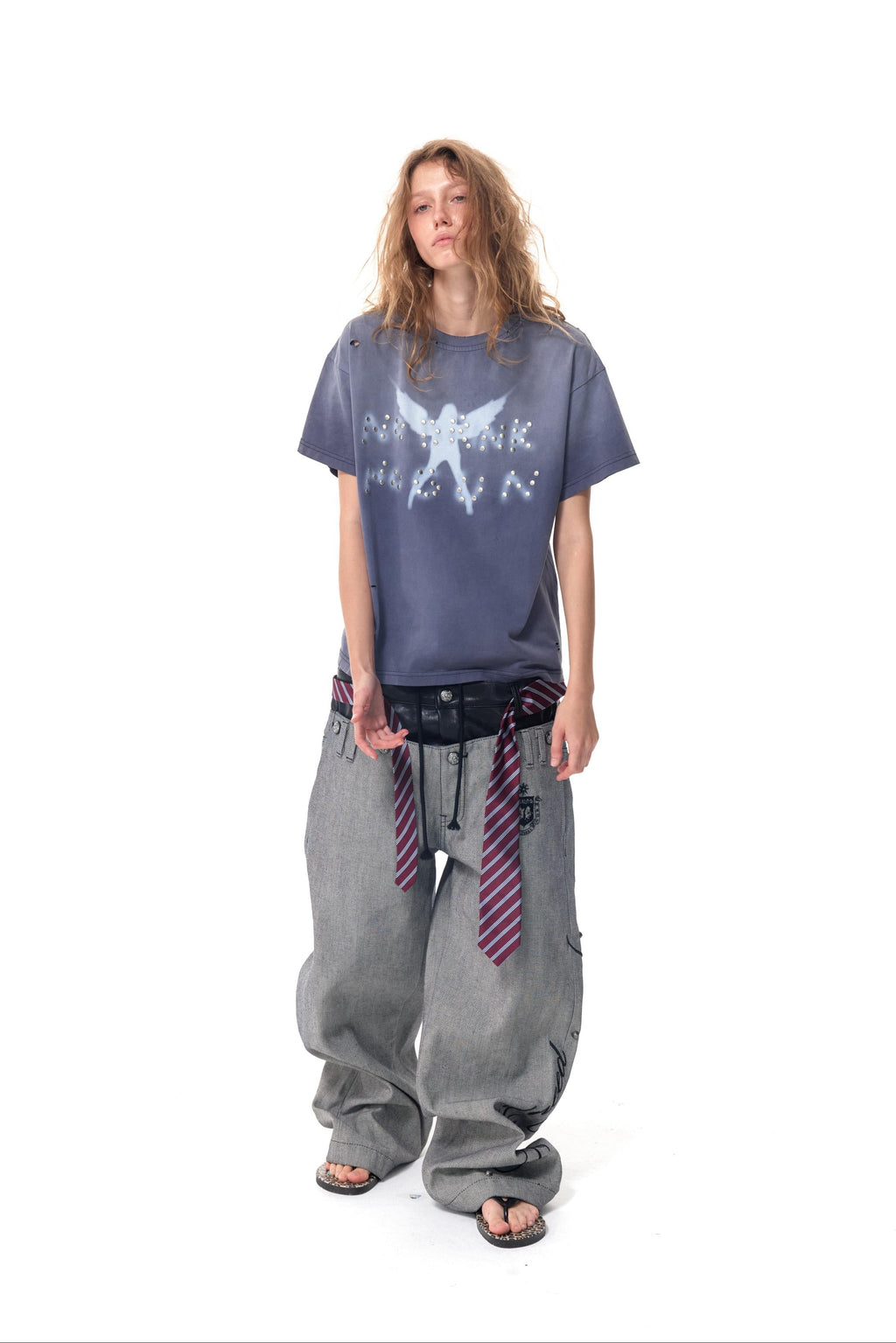 HAS2SONS Double Waist Rivet Spliced Jeans 086