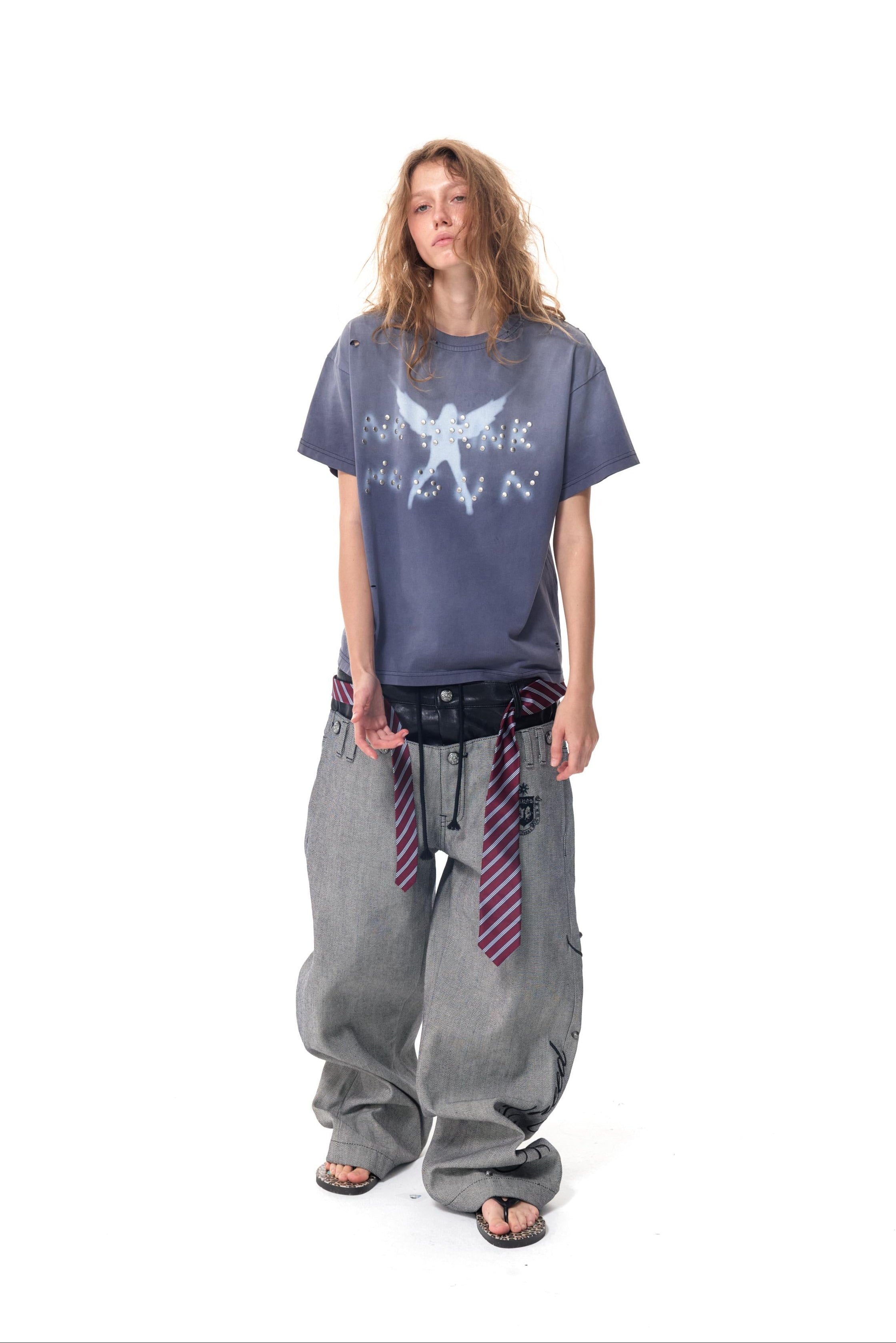 HAS2SONS Double Waist Rivet Spliced Jeans 086