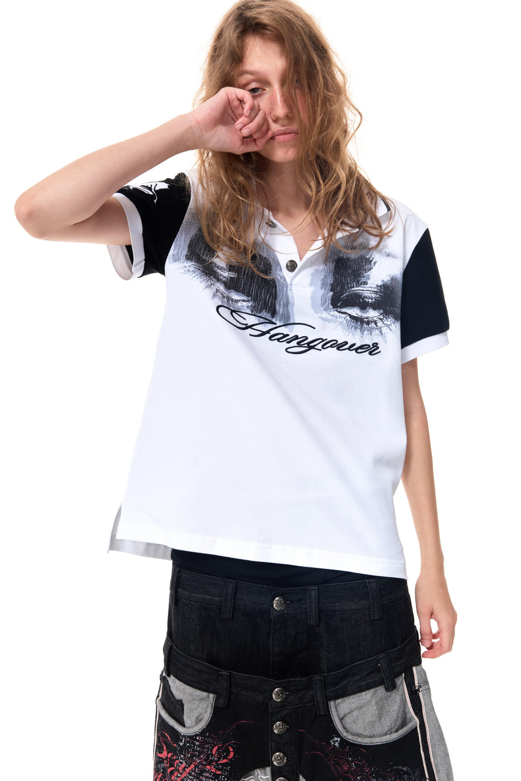 HAS2SONS Eye Print White Contrast Polo 077