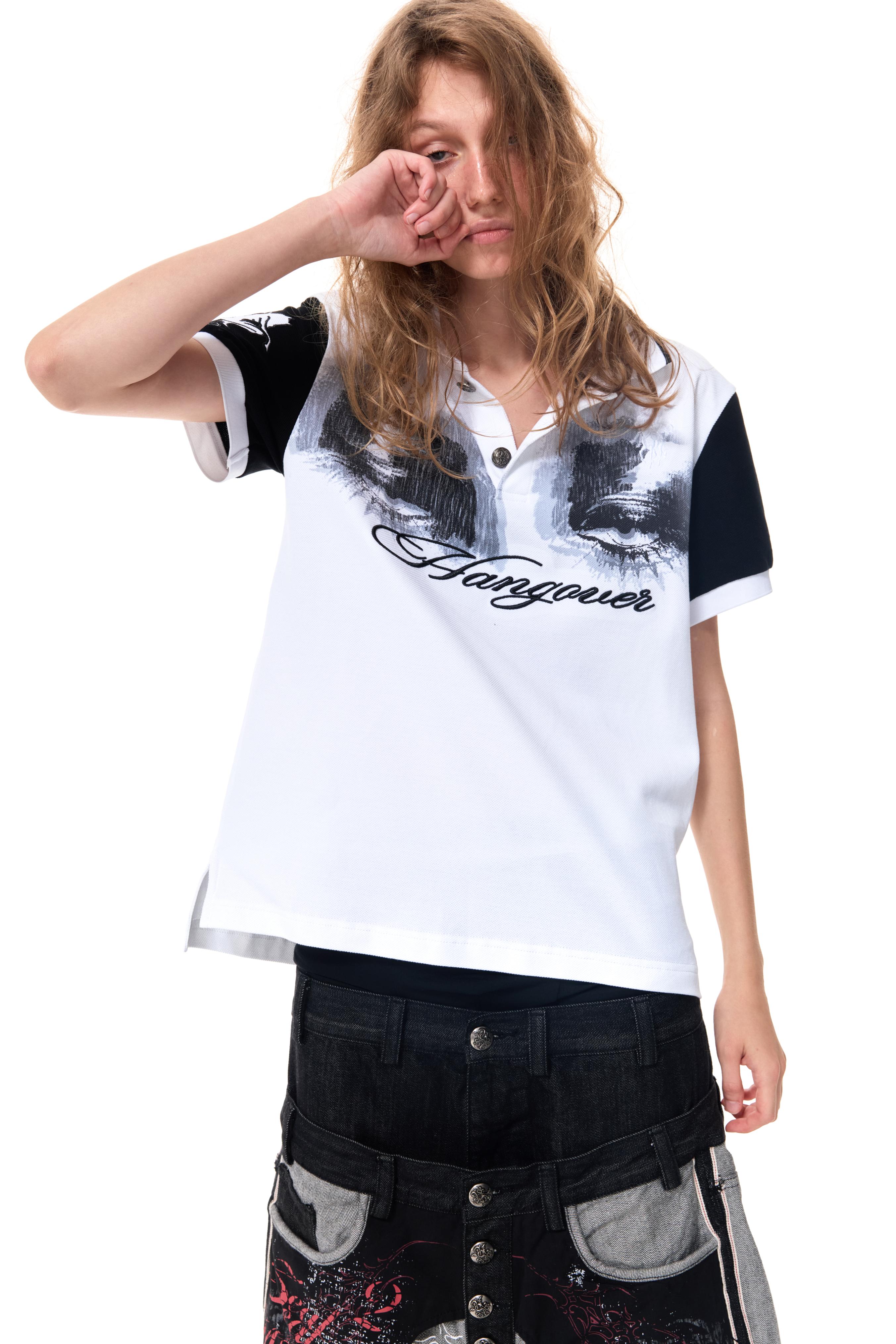 HAS2SONS Eye Print White Contrast Polo 077