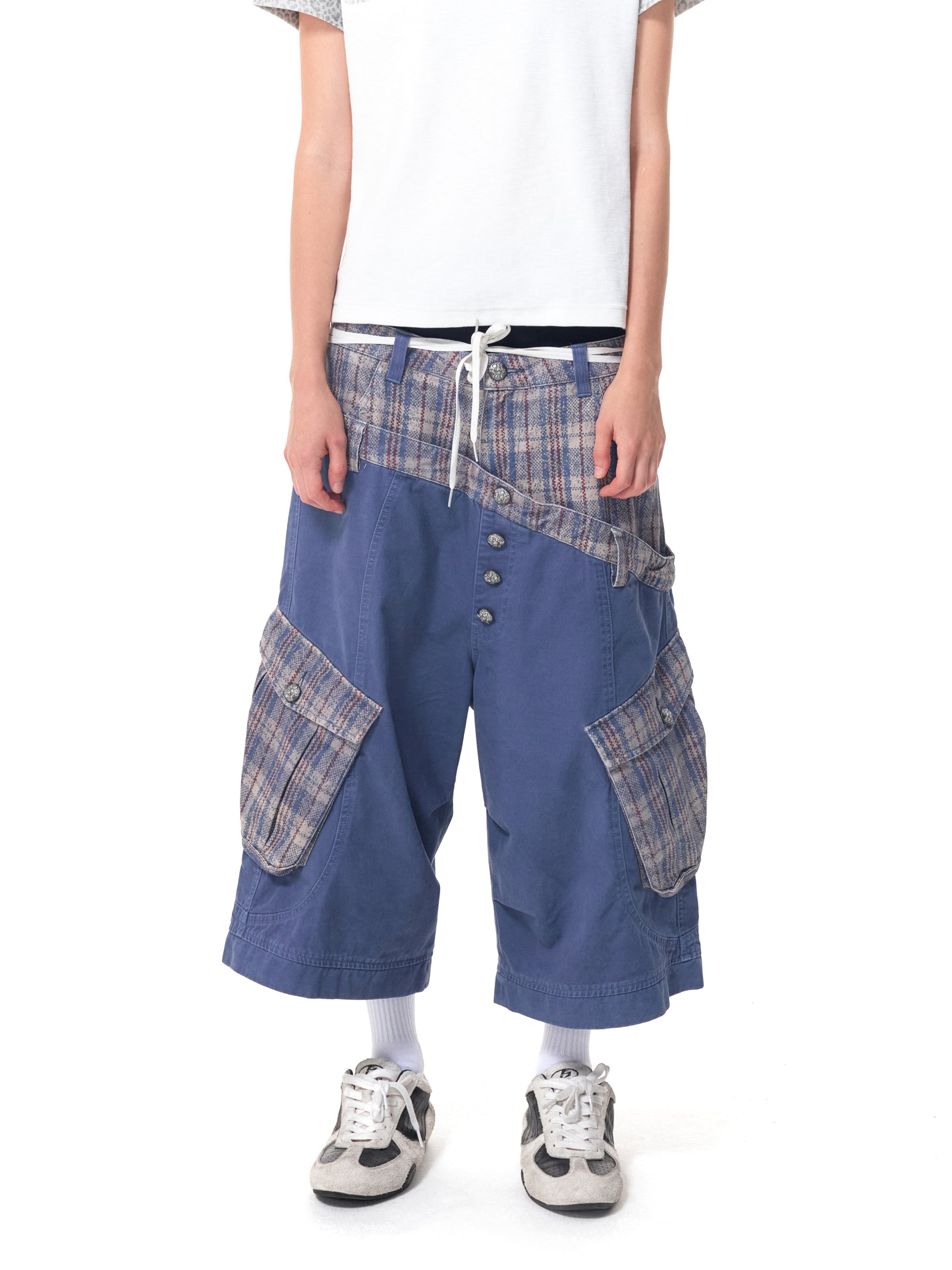 HAS2SONS 26FW Patchwork Dual‑Waist Street Cropped Pants 107