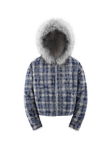 HAS2SONS Thick Blue Grid Lamb Wool Jacket Winter